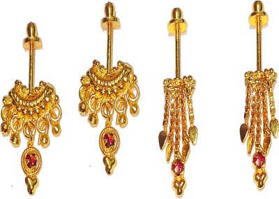 Shrungarika Traditional Gold Bugadi Earrings Combo Pack Of 2 Pairs in golden Alloy Drops & Danglers