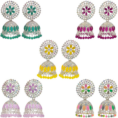 Malana Merino Set of 5 Earrings Jhumka Indian Jewellery for Women Girls Jhumki Combo OF 5 Alloy Jhumki Earring