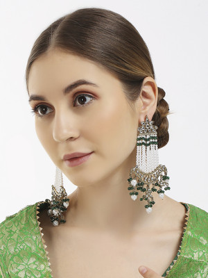 VATSALYA creation Premium Pearl String Mehandi Finish Long Elegant Alloy Drops & Danglers