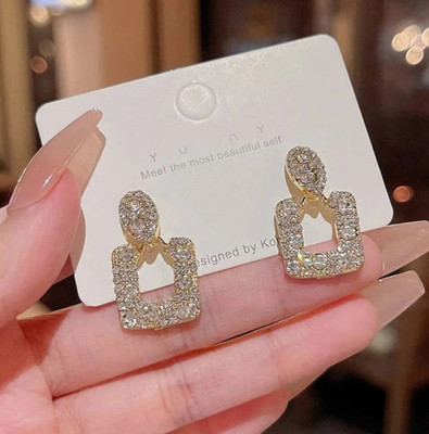 Lady Raiment Rectangles Design American Dimond Earrings Crystal Alloy Stud Earring