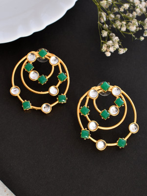 Silvermerc Designs Gold Plated Pearl Circular Drop Earring Brass Drops & Danglers