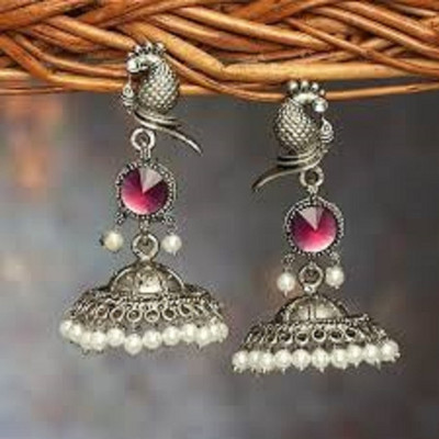 Divastri Silver Earring for Women & Girls Diamond Brass Drops & Danglers