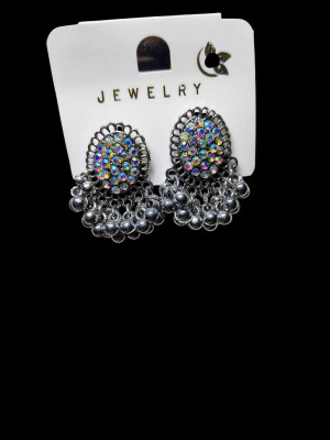 BAJAJUNIQ New Latest Design Drop & Dangles Hoop Jhumki Silver Earrings for women/girls Alloy Earring Set