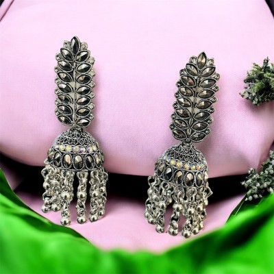 VIGILANTEE Classy Leaf Jhumka Oxidised Earrings For Girls Casual Partywear Dailywear Alloy Jhumki Earring