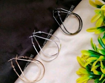 JEWERICHE Trendy Fashion Hoop Earrings Set of 3 Pcs Pack Alloy Hoop Earring