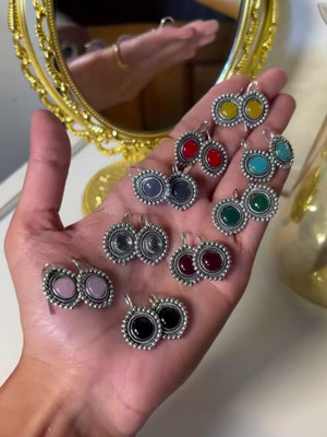 DANGAR ENTERPRISE Combo Of Earring Tops For Girls and Women Set of _9 Pairs Crystal Alloy Earring Set