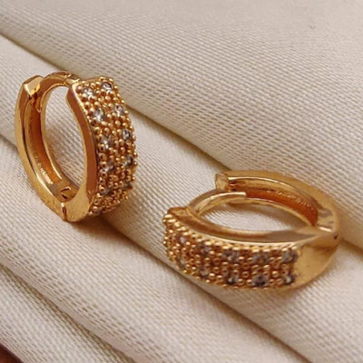 TULSI ENTERPRISE Gold Plated Huggie Earrings for Women & Girls (Pack of 1 Pair) Brass Huggie Earring
