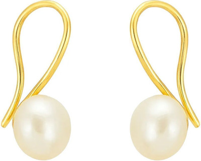 LP JEWELS 18K Gold-Plated Drop Flower Pearl Earrings for Women Pearl Alloy Drops & Danglers