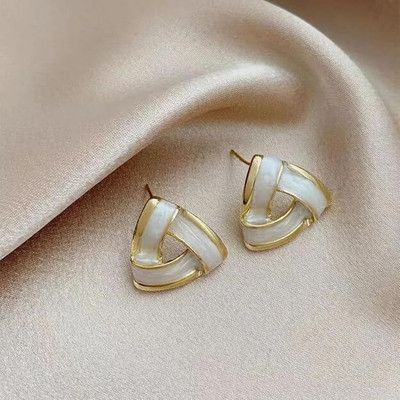 LBTK Gold-Plated Overlaped Studs Earrings Alloy Stud Earring