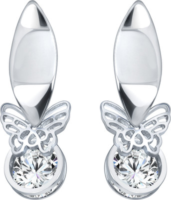 Vivaana Butterfly Solitaire CZ Rhodium Plated earring for Girls and Women Cubic Zirconia Alloy Drops & Danglers