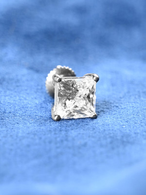 CLARA Square Solitaire 6 mm Cubic Zirconia Sterling Silver Stud Earring