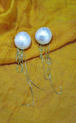 MAYRA TRADING Pearl Chain Round Earring Beads Alloy Stud Earring