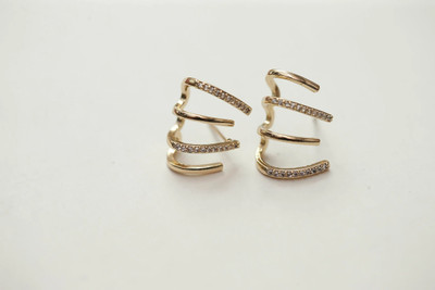 polluxcraft PolluxCraft Korean Earrings For Girl And Women / Gold Plated Alloy Stud Earrings Zircon Alloy Clip-on Earring