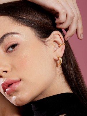 Rubans Voguish Rubans Voguish 22k Gold Plated Set Of 2 Hoop Earrings With Elegant Design Alloy Hoop Earring