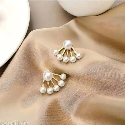 MAHADEV CREATION Two in One Korean Pearl Earring Crystal Alloy Stud Earring