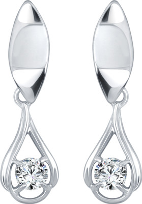 Vivaana Lily Flower Solitaire CZ Rhodium Plated earring for Girls Cubic Zirconia Alloy Drops & Danglers