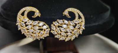 PALYUG American Diamond Peacock Style Studs Cubic Zirconia Brass Stud Earring