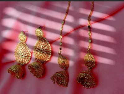 KsOna Combo of 2 Traditional gold plated jhumki, chandbali, jewellery. Metal Earring Set