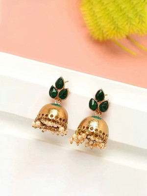 YELLOW CHIMES Traditional Pearl Jewellery Party Wear Crystal Metal Jhumki Earring