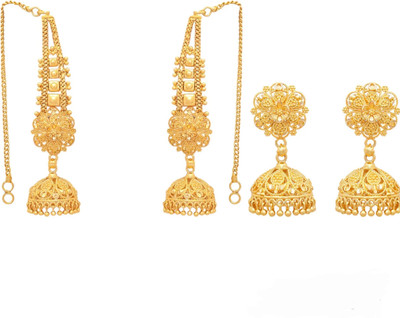 LUV FASHION Premium Wedding Collection Combo Pack Of 2 Pair Jumkha Earrings Brass Jhumki Earring