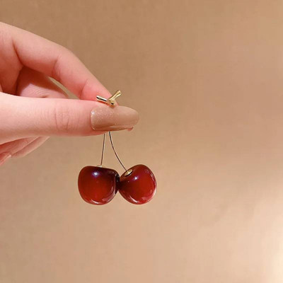 Prstein Cherry Earrings Korean Earrings Cherry For Women Red Colour Bts Collections Acrylic Drops & Danglers