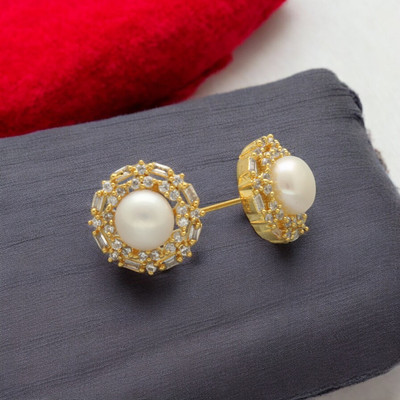 Sri Jagdamba Pearls Ziven Pearl Earrings Pearl Alloy Stud Earring