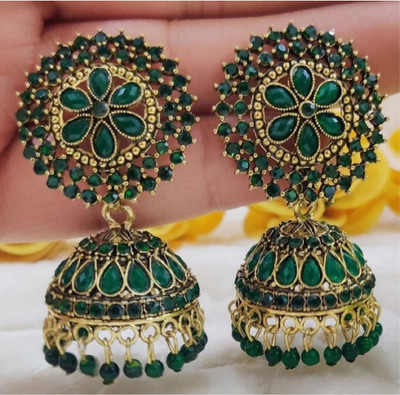 RUBI COLLECTIONS Rubi Collections Golden Dome Shaped Jhumkas Earrings Alloy, Brass Jhumki Earring