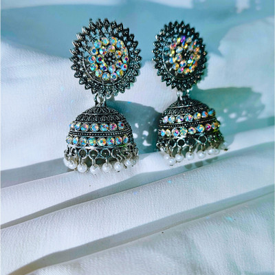 Shinoa Jhumki Silver Earrings Set, Drops & Danglers, Jhumki Earring, Stud Earring Alloy Jhumki Earring