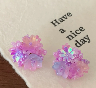 LOVIA BY HM PURPLE LILAC EARRINGS, STUDS EARRINGS, FLORAL EARRINGS ACRYLIC, EARINGS Alloy Stud Earring