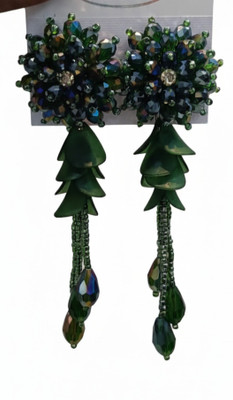 SZENTERPRISES Stylish Beaded Floral Long Drop Earrings for Women & Girls Alloy Drops & Danglers