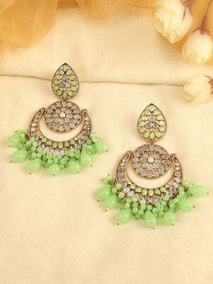 ANOUK Green Circular Chandbalis Earrings Alloy Chandbali Earring