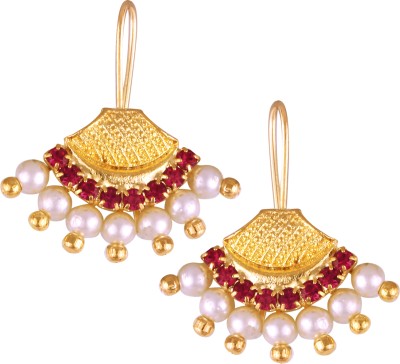 VIGHNAHARTA Vighnaharta Alloy Bugadi and Pearl and CZ stone red color For Women and Girls Pearl Alloy, Brass Cuff Earring