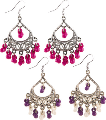 Creative Frogs Boho Style Beaded Dangler Earrings Set Alloy Jhumki Earring