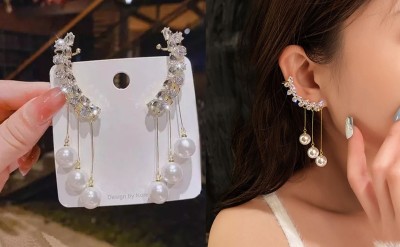 Miraclewood Trendy Earrings For Women Girls Korean western Stylish fancy light weight shiny Cubic Zirconia, Diamond, Crystal, Pearl Alloy Drops & Danglers, Hoop Earring, Huggie Earring, Tassel Earring, Tunnel Earring