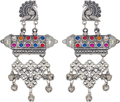 ABHINN Silver Oxidised Doli Design Multi Colour Dangler Earrings For Women Alloy Drops & Danglers