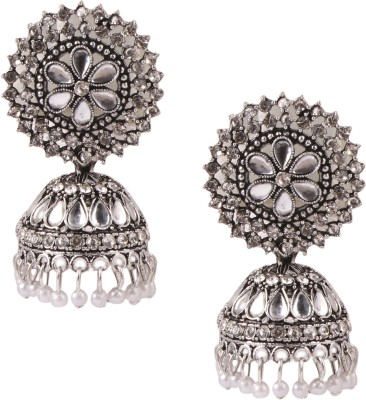 Shimol Golden Dome Shaped Jhumkas Earrings Alloy, Brass Jhumki Earring Zircon Alloy Jhumki Earring