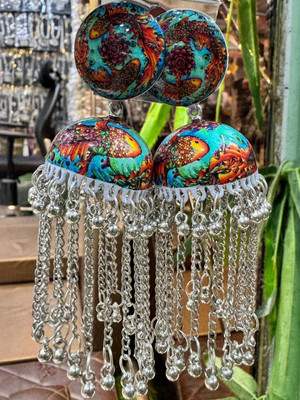 SZN Printed Dome Shaped Jhumki Earring Alloy Jhumki Earring