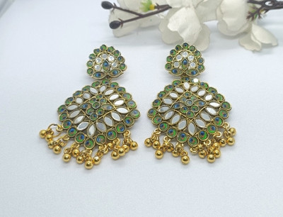 Relishine Elegant Gold Tonned Peacock Jhumka Earring Beads Metal Jhumki Earring