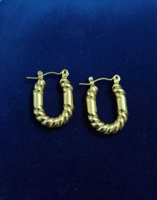 NMRK,R R Enterprises GOLDEN TWISTED HOOP EARRINGS Stainless Steel Hoop Earring