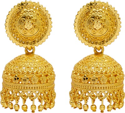 Shining Jewel Gold Jhumka Cubic Zirconia Brass Jhumki Earring