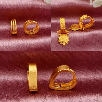 Weroxa Combo of 3 Brass Huggie Earring
