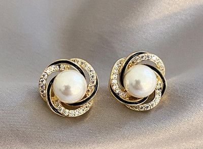 LOVIA BY HM LOVIA BY HM BOWKNOT RHINESTONE OVERSIZED STUD EARRINGS KOREAN STYLE Cubic Zirconia Alloy Rhinestone Studs