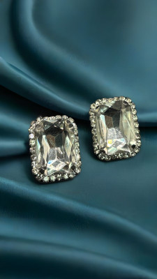 HM Creations Emerald-Cut Crystal Studs Alloy Stud Earring, Tassel Earring, Drops & Danglers