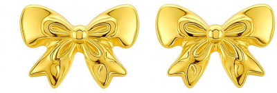 vastu Elegant Gold-Plated Bow Design Stud Earrings for Women and Girls Metal Plug Earring