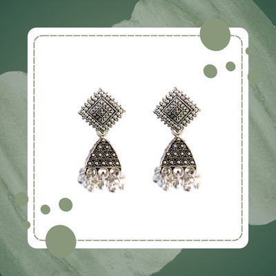 Radha Rani Oxidized Silver Color Jhumki Earrings_Ramadan Special Alloy Jhumki Earring German Silver Earring Set