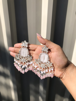Meira Jewellery Drop Earrings for Women & Girls White Pearl Design heavy earrings for wedding Pearl, Diamond Brass Drops & Danglers