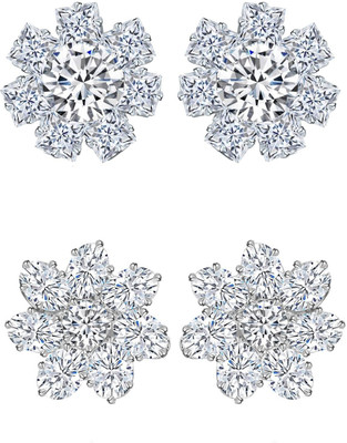 VIGHNAHARTA Elegant Beautiful Rhodium Plated Solitaire Stud Earring Combo-2 Alloy Stud Earring