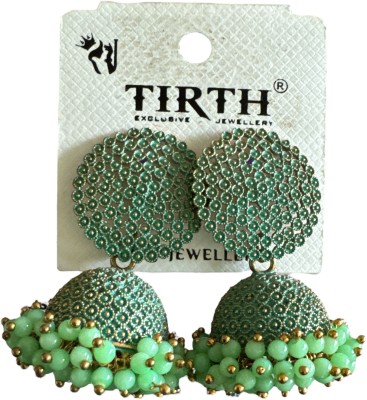 ZARAH ZARAH Beautiful & Attractive Jhumka Earrings Brass Jhumki Earring |Light Green Beads Copper Jhumki Earring