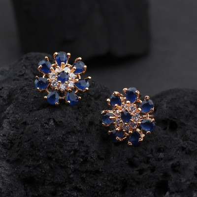 Jewels Corner CUTY WITH STYLISH BLUE Ad Earring Cubic Zirconia Brass Stud Earring