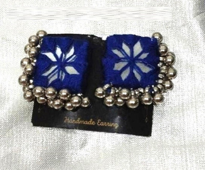 Guruji Creations Square Shape Handmade Earrings Fabric Stud Earring